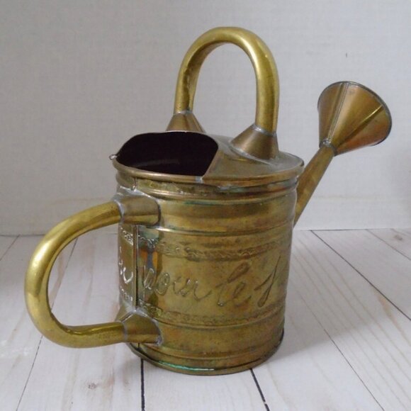 Brass Handmade Watering Can Rustic Vintage Cottage garden Inspired 3443 - Picture 4 of 8